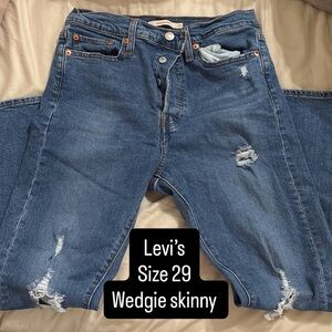 Levi's Distressed Skinny Jeans in Medium Blue